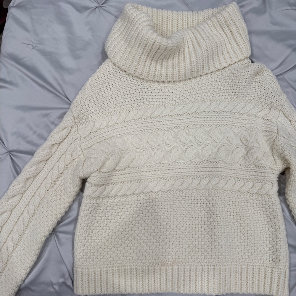 Elie Tahari Cream Chunky Knit Cowl Neck Sweater